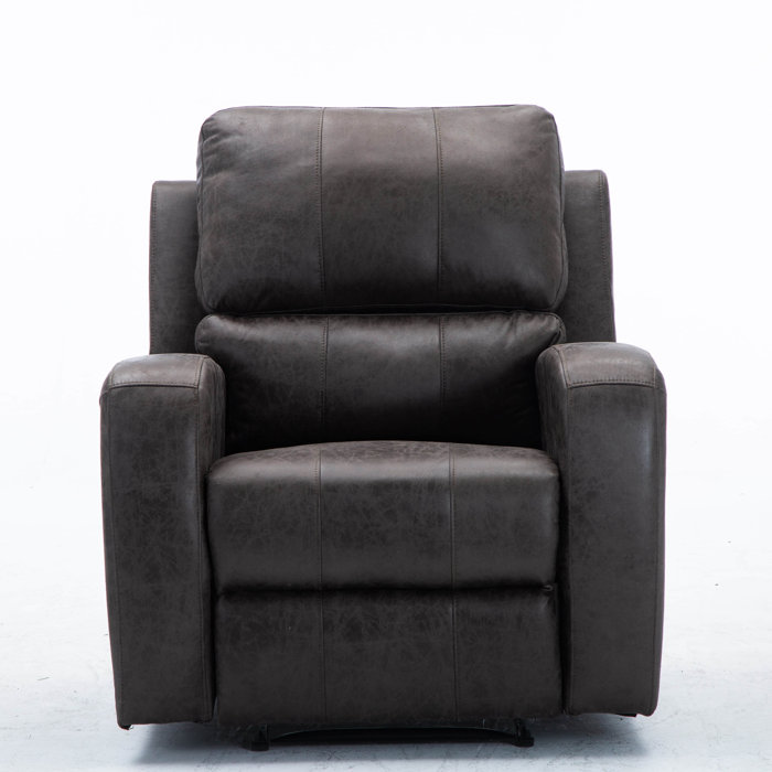 Ebern Designs Power Recliner Suede Leather Recliner